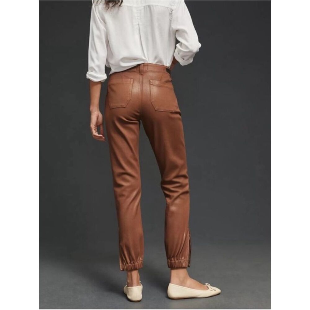 NEW Paige Revolve Mayslie Crop Jogger Style Pants in Coated Brown Size 26 - Picture 7 of 15